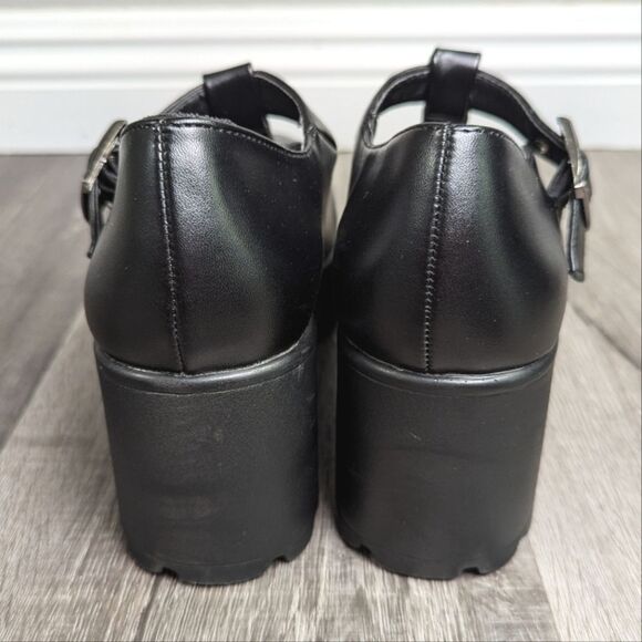 Black Women's Chunky Heel Mary Jane Shoes - Picture 6 of 8